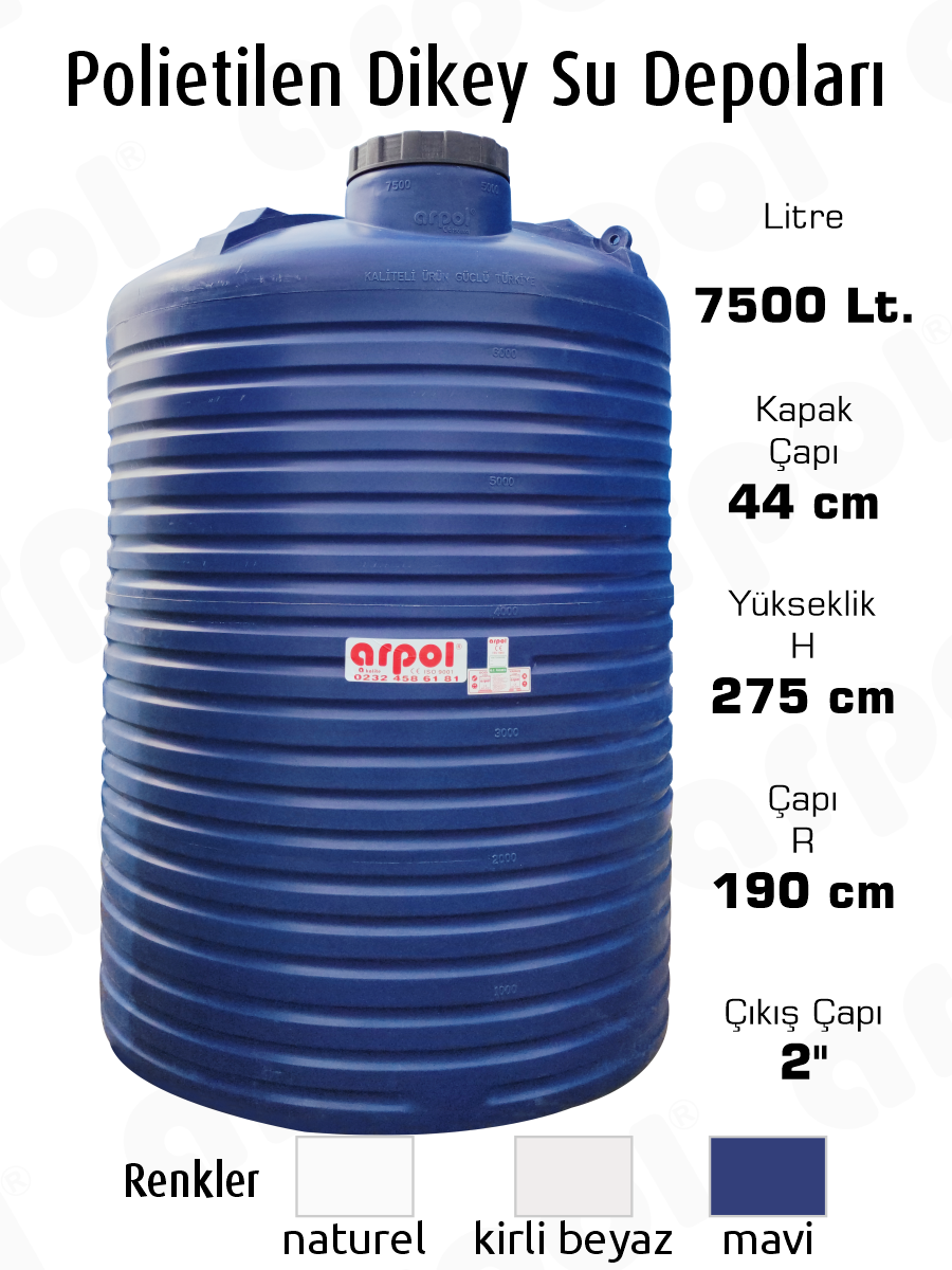 polietilen dikey su depolar� 7500 lt